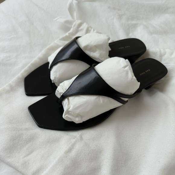 The Row Graphic Thong Sandal in Chocolate - Picture 2 of 10